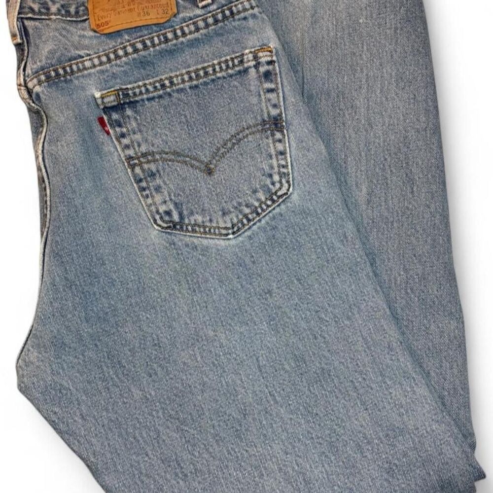 Vintage Levi’s 505 USA Denim Jeans 36x32 Ripped Thrashed Workwear